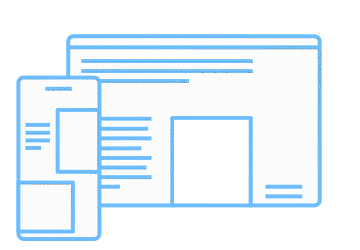 Skizze von Smartphone- und Desktop-Bildschirmen nebeneinander.